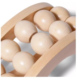 Wooden Body Massage Roller, 10 Ball Design, Natural Wood