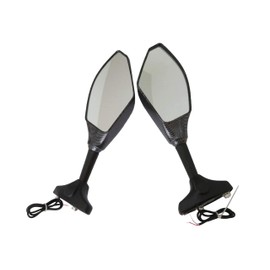 Gxcdizx Carbon Fiber Integrated Amber LED Turn Signal Blinker Rearview Side Mirrors Smoke Lens for Suzuki GSXR 600 / GSX-R600 2001-2005/2009-2012