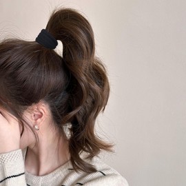 Fuyunohi Hair Tie, Black, Stylish, Adults, Hair Accessories, Bun Traceless Hair Tie, Hair Clip, Stretchable, Thick, High Elasticity, 10 Piece Set, Accessories, Cute, Korean Style, Simple, Plain, Elegant, Accessory, Won't Break, Black