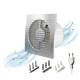 H&C VENT Diameter 150 mm Standard Bathroom Fan, IPX4 20 W, 200 m³/h 40 dB, Extractor Fan for Bathroom, Kitchen, Garage, Greenhouse, Grow Tent, Toilet Fan, Wall Fan, Ceiling Fan, Window Fan