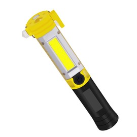 LED Emergency Flashlight Car Survival Flashlight COB Work Light with Strong Magnetic Base Window Breaker Seat Belt Cutter Telescopic Magnet Rod