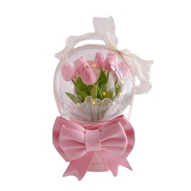 DIY Hand Made Tulip Night Light Romantic Bedroom Bedside Sleeping Ambient Lamp Table Night Lamp Pink