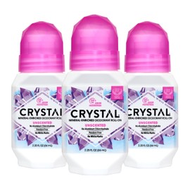 CRYSTAL Deodorant - Mineral Roll on Vegan Deodorant for Women and Men, Unscented - 2.25 fl. oz. (3 Pack) (Packaging May Vary)