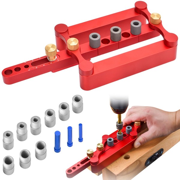 6/8/10 mm Self-Centring Woodworking Dowel Gauge Kit - Precise Positioning
