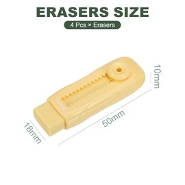 M&G 4 Pack Erasers, Yellow Sliding Retractable Eraser Push Pull Cute Pencil Erasers Soft Large Easy to Clean with Plastic Sleeve for Sketching Drawing Artists Teacher Pencils, Yellow