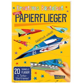 Bastelset für Kinder: Kreatives Bastelset: Turbo-Papierflieger: 20 schnelle Flieger + Turbo-Startrampe | Das Bastelkit mit bunten Faltvorlagen, Anleitungen und Flugtipps