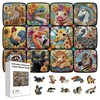 GLOBLELAND Pack of 300 Embroidery Pattern Wooden Puzzles with Animals