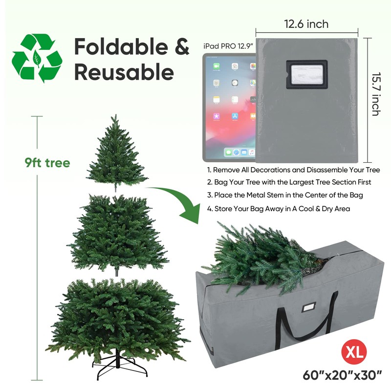 BALEINE 9 ft Christmas Tree Storage Bag, Heavy Duty 900D