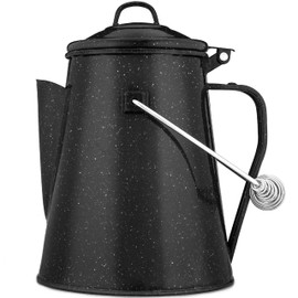 COLETTI Classic Camping Kettle — Camping Tea Kettle, Camp Kettle – NO Aluminum or Plastic, Ideal Camp Kettles for Boiling Water [Black Enamel, 12 Cup]