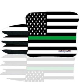 Skip's Garage Green Line Flag Corn Filled Bags - Set of (4)