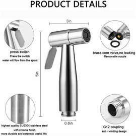 AYVANBER Handheld Bidet Sprayer for Toilet Handheld Sprayer Kit Toilet Sprayer Attachment for Toilet Handheld Bidet Cloth Diaper Sprayer Set Muslim Shower Toilet Sprayer