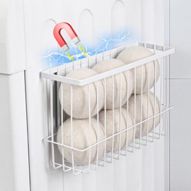 VEGEVIGI Magnetic Dryer Ball Holder, Lint Bin For Laundry Room, Wool Dryer Ball Storage Container Organizer, Metal Magnetic Laundry Organizer, Magnetic Basket, Laundry Room Organization And Storage