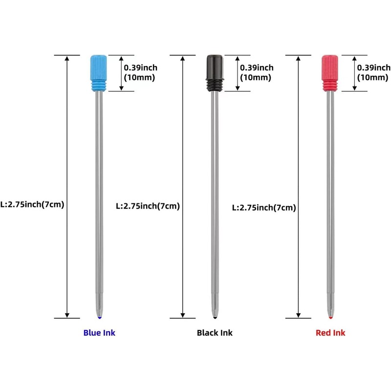 RANBOS 4-in-1 Four-Color Multifunctional Pen Refill, Black/Red/Blue Ballpoint Pen Refill,Great