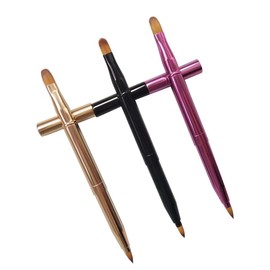 Baluue 3pcs Dual-ended Retractable Lipstick Brush Lip Applicator Concealer Brush Flexible Makeup for Face Eye and Lip Gloss