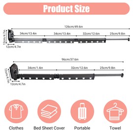 Yabound Clothes Drying Rack, Laundry Drying Rack, Wall Mounted Drying Rack, Collapsible Hanging Organize, Suction Cup Retractable Drying Rack Clothing for Balcony Laundry Bathroom (M)