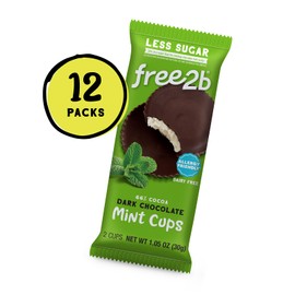 Free 2b Dark Chocolate Mint Cups, School Safe and Allergy Friendly - Gluten-Free, Dairy-Free, Nut-Free, and Soy-Free - Dark Chocolate, 2-Cup Packages (Pack of 12)