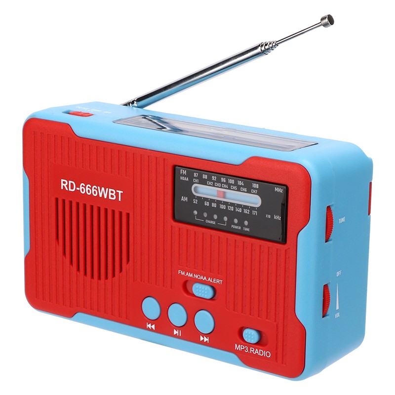 RD-666WBT Portable Solar Powered Emergency Hand Crank AM FM Radio