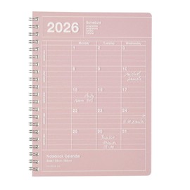 MARK'S 26WDR-NB11-PK 2026 Notebook Calendar Schedule Book, Starts January 2026, Monthly Block, B6 Variant, S, Portrait Style, Pink