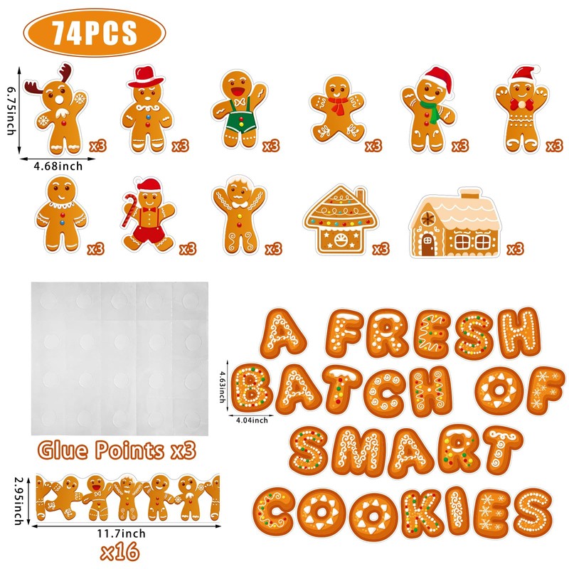 Kepeel Christmas Gingerbread Bulletin Board Classroom Decoration, Gingerbread Man Paper