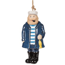 Abbott Collection Fisherman Wind Chime - Ceramic, Blue (10" H)