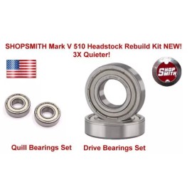 Shopsmith REPAIR YOUR SHOPSMITH Mark V 510 HEADSTOCK 4BEARINGS KIT 3X Quieter, NEW Set.