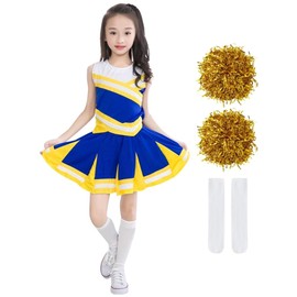Little Girls' 2 Piece High School Cheerleading Uniform Costume Complete Outfit Cosplay Fancy Dress Short Sleeve 9-10 Years 150
