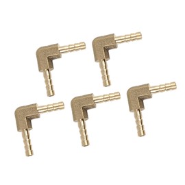 A ABSOPRO Brass Hose Connector 4 mm Brass Hose Connector 90 Degree Angle with Thread for Car Air Water Gas Oil (Pack of 5)