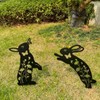 Rabbit Metal Garden Stakes Decorative,2 Pack Black Jump Rabbit Silhouette