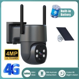Outdoor Waterproof Color Night Vision Solar Wireless 4G Network Camera for Home Security Smart Motion Tracking Two Way IntercomNetwork: 4 G, Resolution: 2560 x 1440