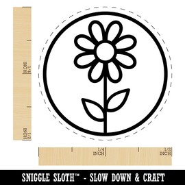 Daisy Flower in Circle Self-Inking Rubber Stamp Ink Stamper for Stamping Crafting Planners - 1/2 Inch Mini - Blue Ink