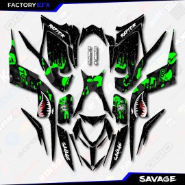 Factory EFX Black & Green Savage Camo Racing Graphics kit fits Yamaha Raptor 700 13-25 decal