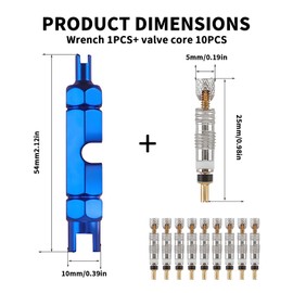 Pack of 11 French Valves, Bicycle Valves, Presta Valve, Presta Valve Core Set, Valve Screw, Valve Wrench for Universal Bicycles and Mountain Bikes