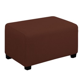 Easy-Going Funda otomana elástica fácil de Usar, Taburete de Almacenamiento Plegable, Protector de Muebles, Funda Rectangular Suave con Fondo elástico pequeña CAFé
