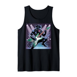 Kids Black Panther Playing Guitar Rock Star Rock and Roll Tank Top