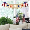 GCQQ USA Banner Burlap 9.8FT 4th of July Decorations Red