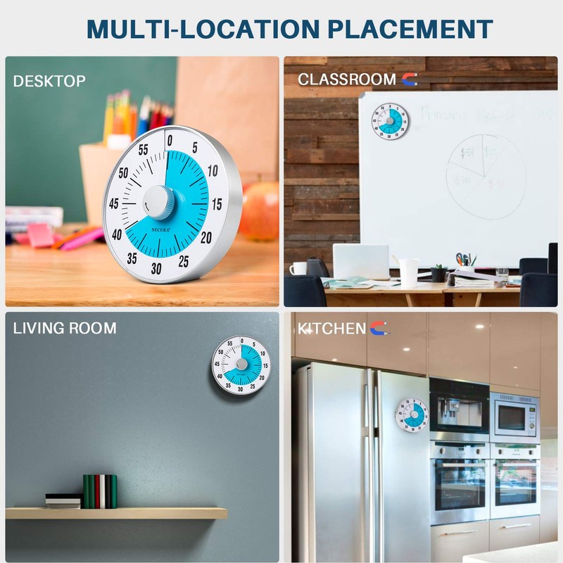 Secura 7.5-Inch Oversize Visual Countdown Timer, 60-Minute Kitchen Timer |