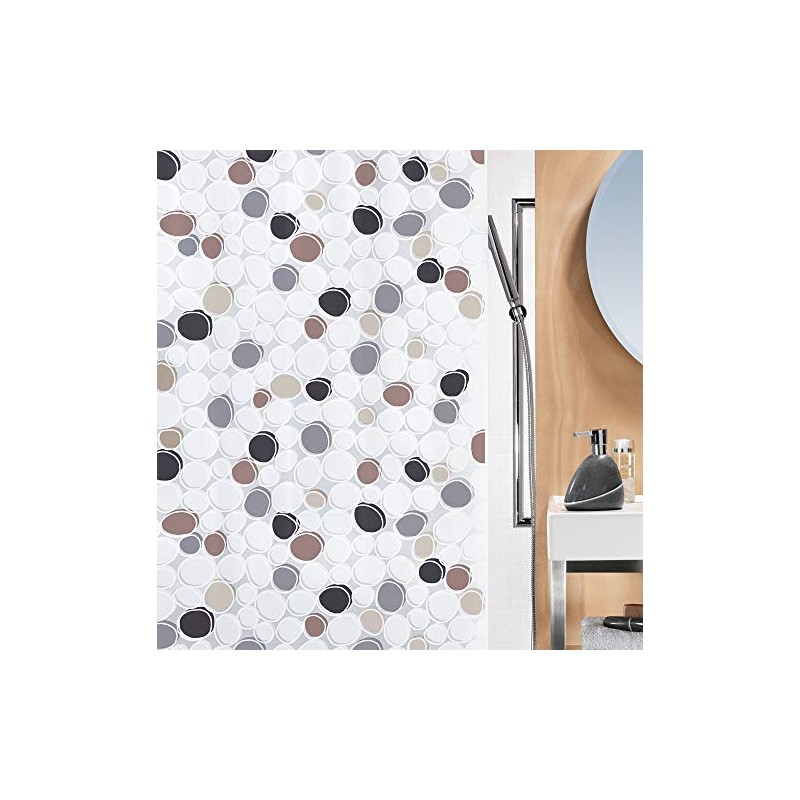 Spirella Dido Anti-Mould Shower Curtain Anti-Bacterial, Washable, Waterproof PEVA 180