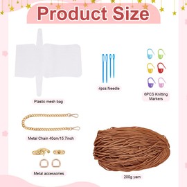 FREEBLOSS DIY Plastic Canvas Mesh Bag Kit Blank Mesh Canvas Sheets for Embroidery Needlepoint Craft Kit Knit and Crochet Projects Handbag Making Accessories, Brown