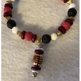 Artisan Handmade San Francisco 49ers Football Team Colors GameDay Beaded Stretch Charm Bracelet