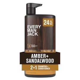 Every Man Jack Champú diario 2 en 1 + acondicionador - Ámbar + sándalo | Nutritivo para todo tipo de cabello, derivado de forma natural, libre de crue