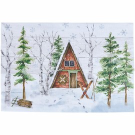 Park Designs Snowflake Lodge Cabin Placemat Set of 4, Red 13X19 Holiday Place Setting for Winter, Christmas, & Lodge Decor, White 100% Cotton Reusable Mat for Seasonal Or Casual Use, Machine Washable