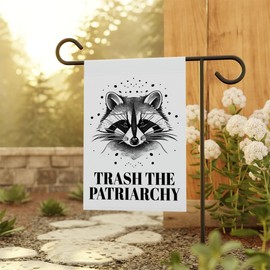 Trash The Patriarchy Raccoon Garden Flag - Feminist Flag - Equality And Justice For All - Outdoor Home Decor - Gift For Friend- Family - Double Sided Printed Flag For Outdoor Garden Decoration