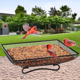 Wild Bird Feeders - Floor Hummingbird Feeders for Outdoors - Metal Mesh Bowl Feeding Supplies Station, Pet Supplies for Bunny Crow Blue Jay Squirrel Garden Decor Outside