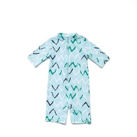 BONVERANO Baby Boys Sunsuit UPF 50+ Sun Protection All in One with Zipper Swimwear with Sun Hat(Blue,24-36Months)