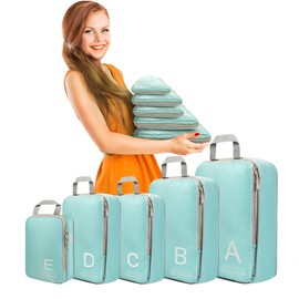 Compression Packing Cubes for Travell - Premium 397D Fabric Packing Cubes with Smooth Zippers, Space-Saving Compression Bags for Travell, Luggage Organizers for Clothes, Shoes, and Accessories