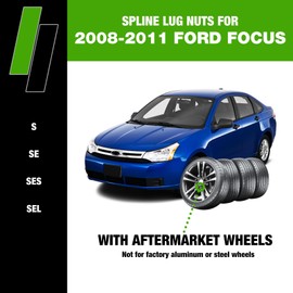 DPAccessories Lug Nuts Compatible with 2008-2011 Ford Focus | Chrome Spline Style | Aftermarket Aluminum Wheels Only | Set of 16 Wheel Nuts & 1 Tool | DFOC02A-CH/1