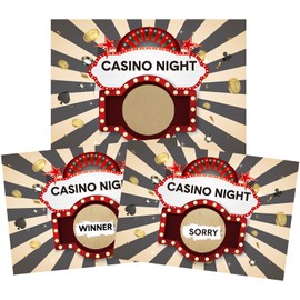 Colarr 150 Pack Casino Theme Party Decorations Scratch Off Cards Casino Games, Include DIY Scratch Off Tickets Casino Night Party Note Cards with Golden Scratch Stickers for Game Night Decorations