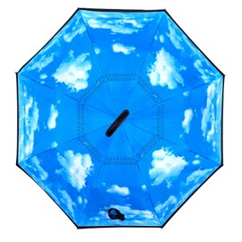 Wxjiahetai Inverted Umbrella, Windproof Reverse Umbrellas for Rain with Reversible Inside-Out Design Large Upside Down Umbrella for Women & Men with C-shaped Handle (High clouds)