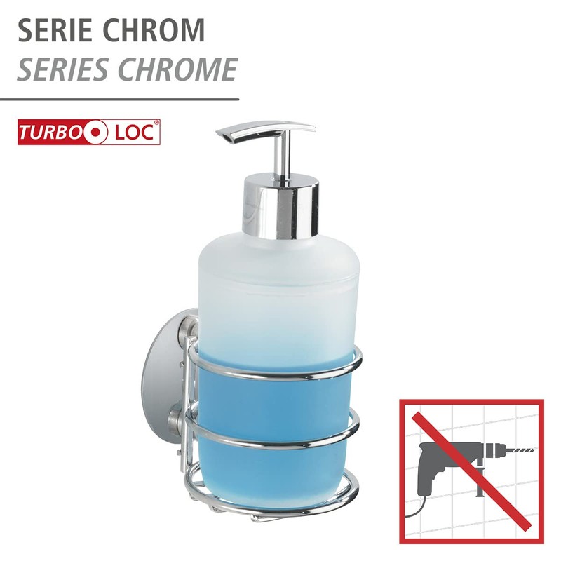 WENKO 18777100 Turbo-Loc® soap dispenser - fixing without drilling, Steel,