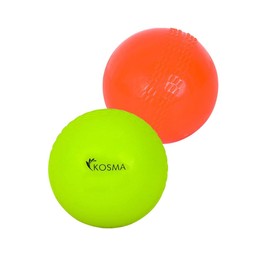 Kosma Pack of 2 Windball Cricket Ball | Indoor & Outdoor Soft Training Cricket Ball for Coaching Practice (1Pc each Fluorescent Yellow, Orange)